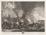 KG 13071
<br/>
Het in brand steken van de molen.
<br/>
<em>Moyreau, Jean (1690-1762)</em>